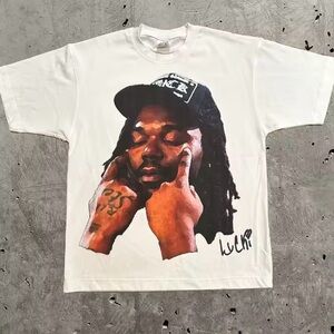 White Graphic T-Shirt with Portrait Design